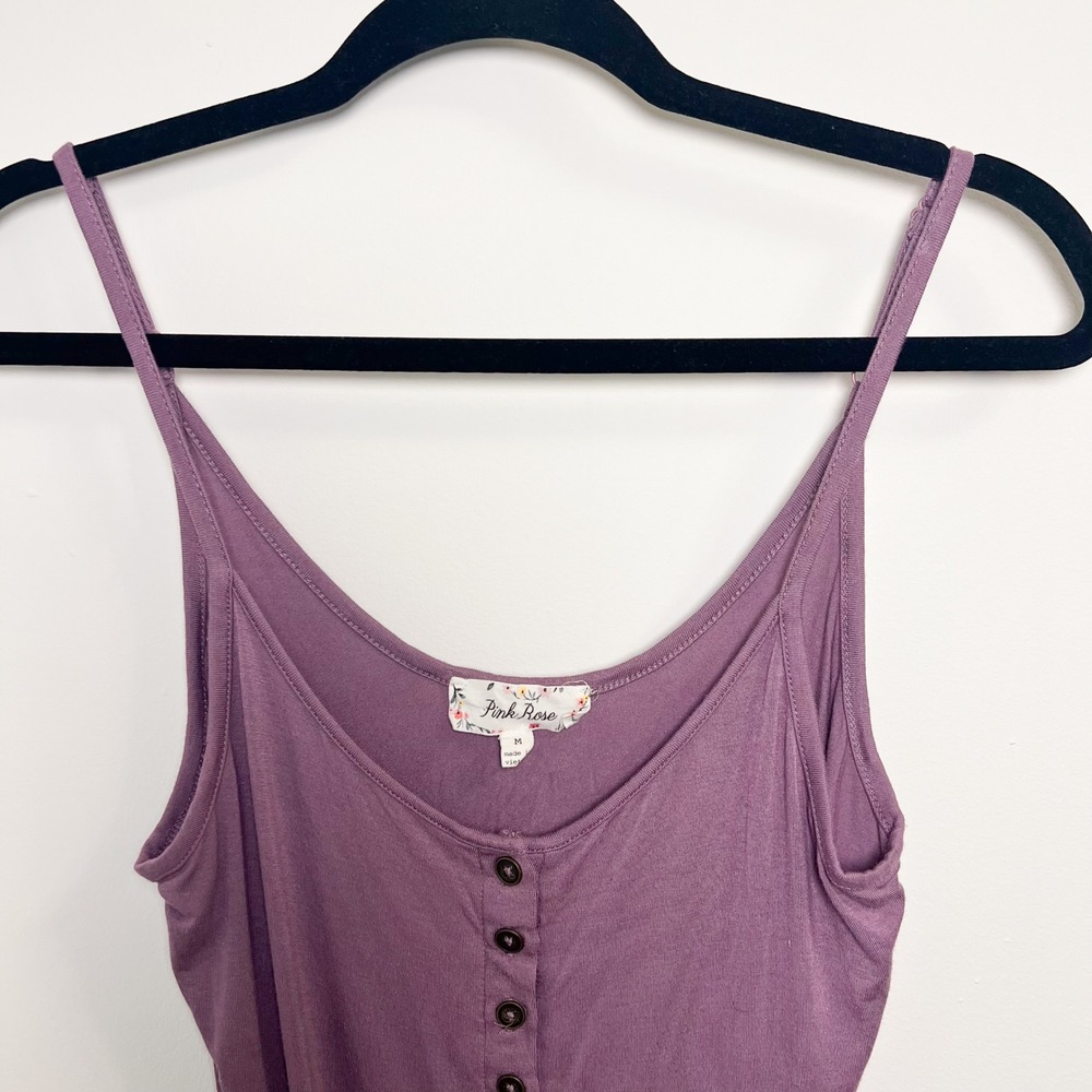Pink‎ Rose Purple Bodysuit Adjustable Straps Casual Cute Tank Sleeveless - Picture 3 of 9